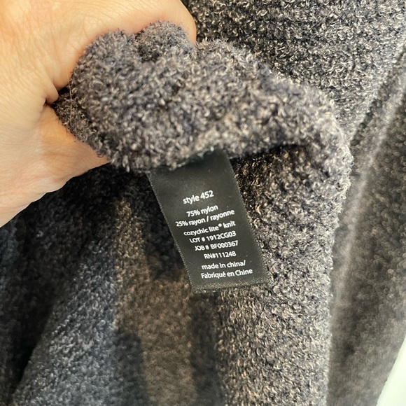 Barefoot Dreams Cozy Chic Lite Charcoal Gray Cardigan Pockets XS S - Picture 7 of 9